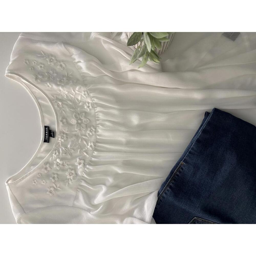 Torrid Sheer Embroidered Blouse, Women’s 3X